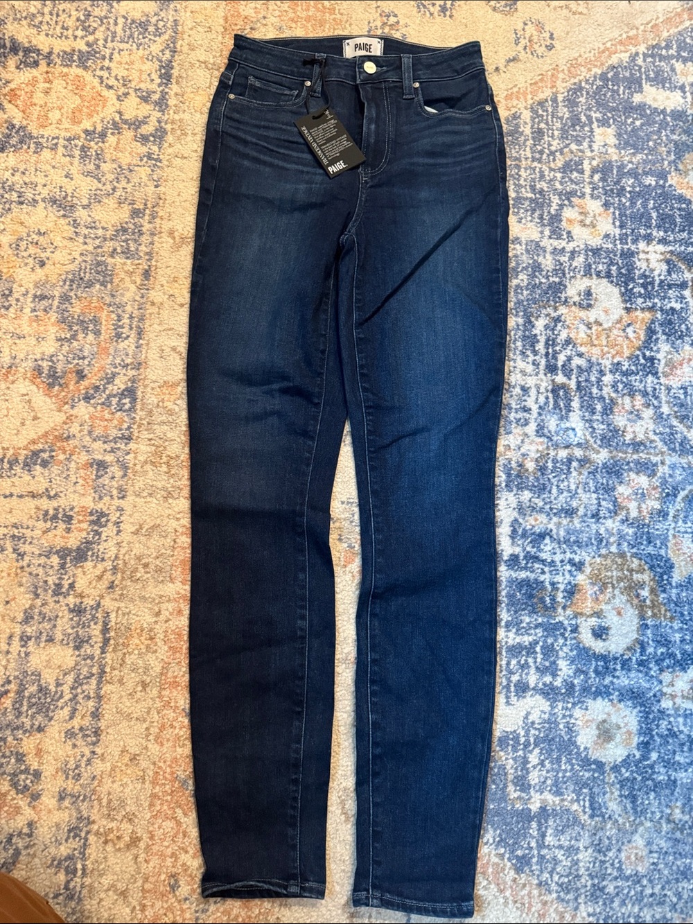 PAIGE Dark Blue High-Rise Skinny Jeans
